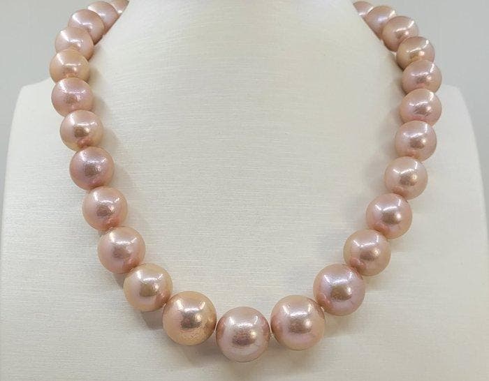Zonder minimumprijs - Halsketting Grote ronde Edison-parels, Bijoux, Sacs & Beauté, Colliers