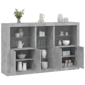 vidaXL Dressoir met LED-verlichting 162x37x100 cm betongrijs, Verzenden