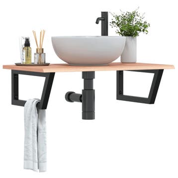 vidaXL Badkamer wandschap staal en massief eikenhout, Verzenden