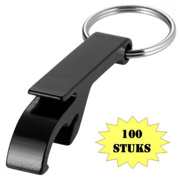 Fako Bijoux - Flesopener - Sleutelhanger - Zwart - 100 Stuks, Verzamelen, Verzenden, Nieuw