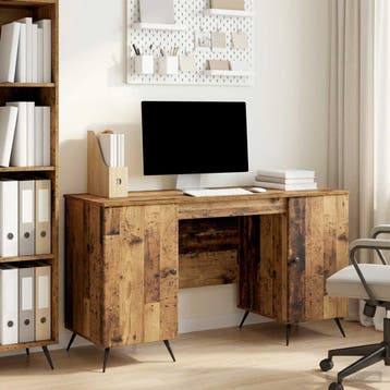 vidaXL Bureau Oud hout 142,5 x 50 x 75 cm Bewerkt hout, Verzenden, Nieuw