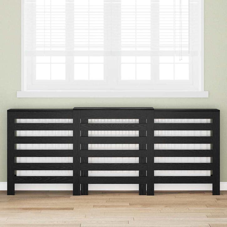 vidaXL Radiator Cover Zwart Eiken 205 x 21,5 x 83,5 cm, Bricolage & Construction, Chauffage & Radiateurs, Envoi
