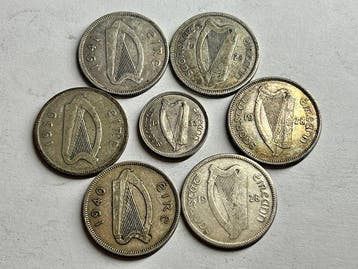 Ierland. 1 Shilling - 3 pence 1933-1941 (Lot de 7 monnaies)