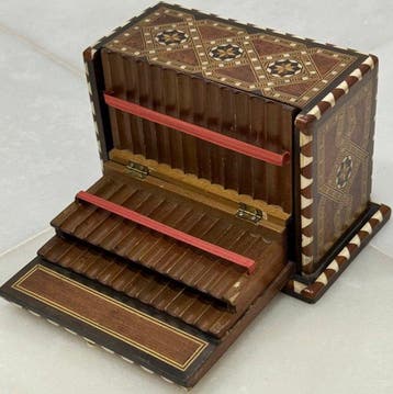 Sigarettendoos - Hout, Been - H : 12,5, Antiek en Kunst