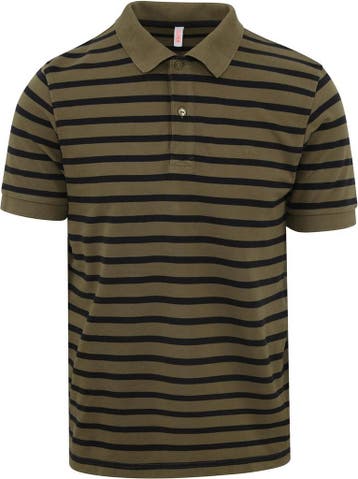 Sun68 Poloshirt Strepen Groen maat Maat 52/54 (L) Heren, Maat 52/54 (L), Verzenden, Nieuw, Sun68