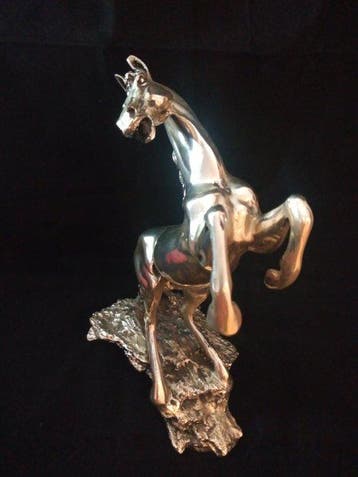 sculptuur, Caballo plateada en plata de 925 - 30 cm -, Antiek en Kunst