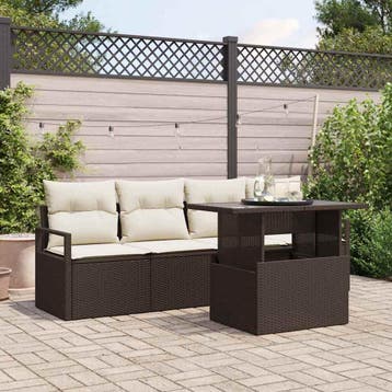 vidaXL Tuinbank Set met opslag 5 pcs Bruin Poly rattan, Verzenden