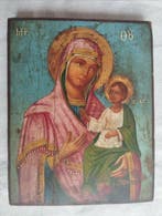 Icône - Mère de Dieu - Bois, Antiquités & Art