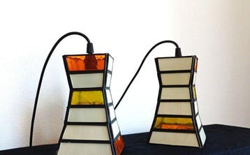Plafonnier (2) - Verre, Pâte de verre - Style Tiffany