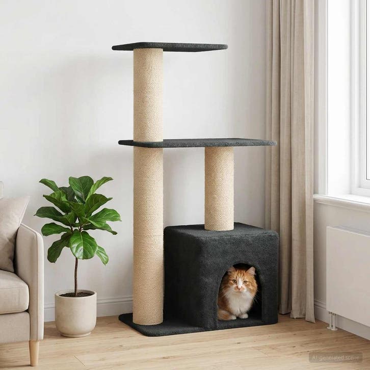 vidaXL Kattentoren met sisal krabpalen Donkergrijs 133 cm, Animaux & Accessoires, Accessoires pour chats, Envoi