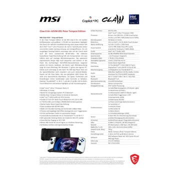 MSI Claw 8 AI+ Gaming Handheld, Polar Tempest Edition, 8..., Ophalen of Verzenden, Nieuw