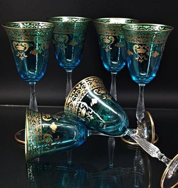 Artemisia Bohemia Firmati - Verre à vin (6) - Cristal, Or