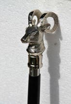 Canne de marche - steenbok - métal, argent, bois