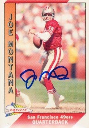 1991 Pacific Joe Montana #464 Gesigneerde kaart - Beckett 10, Nieuw