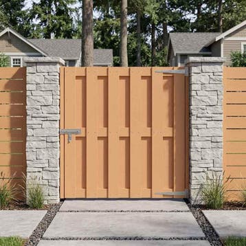 vidaXL Tuinpoort 100 x 100 cm WPC en Aluminium Bruin, Jardin & Terrasse, Verzenden