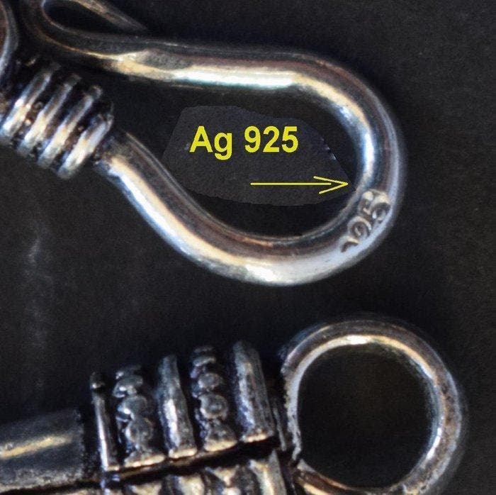 Gearticuleerde slang linkerkettinkje van 49 cm in 925 zilver, Antiek en Kunst, Kunst | Niet-Westerse kunst