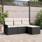 vidaXL Tuinbank Set met kussen met opslag 4 pcs Zwart Poly, Verzenden