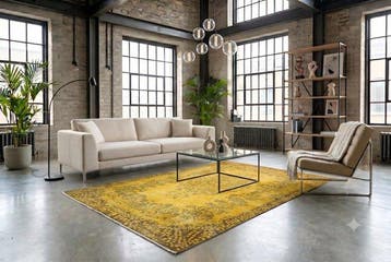 Geel vintage - Vloerkleed - 295 cm - 165 cm - met