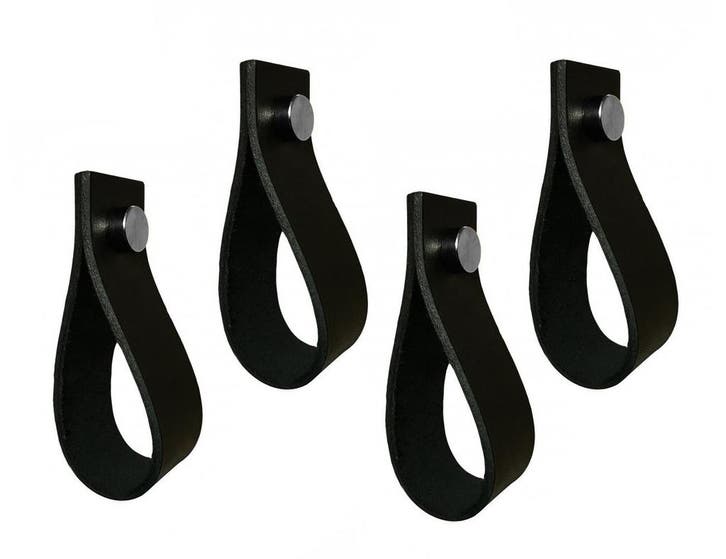 Set van 4 leren handgrepen, lussen, voor meubels, zwart, Doe-het-zelf en Bouw, Gereedschap | Overige machines, Nieuw, Verzenden