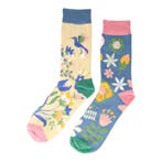 Sokken - Bloemen Print - Blauw Beige - Katoen - Maat 38-45