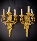 Wandkandelaar (2) - Verguld brons, Antiek en Kunst