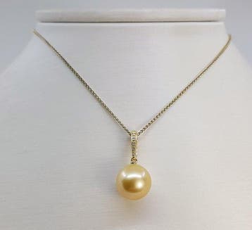 Ketting met hanger - 14 karaat Geel goud - 0.04ct. tw. -