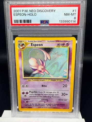 Pokémon - 1 Graded card - Espeon Holo 27395 PSA 8 - Neo, Nieuw