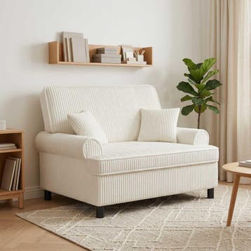 vidaXL XXL fauteuil met kussens Crèmekleurig 1,5 Lijnen Stof, Verzenden