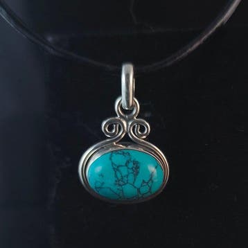 Turquoise - Zilver - Hanger - Hanger Vrede, Rust