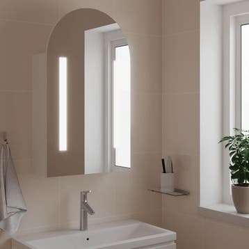 vidaXL Badkamerkast met spiegel en LED gebogen 42x13x70 cm, Verzenden, Nieuw