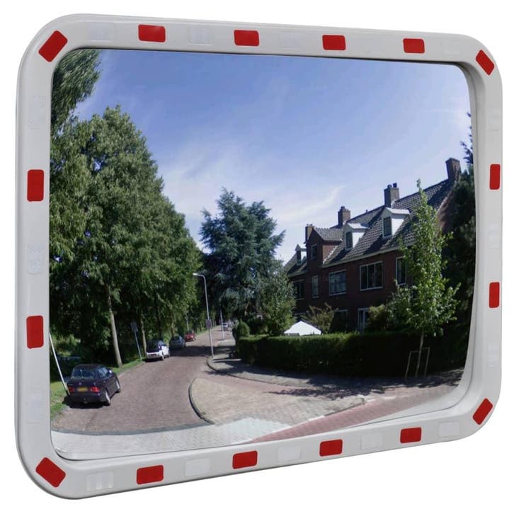 vidaXL Verkeersspiegel rechthoekig met reflectors 60x80 cm, Maison & Meubles, Accessoires pour la Maison | Décorations murale