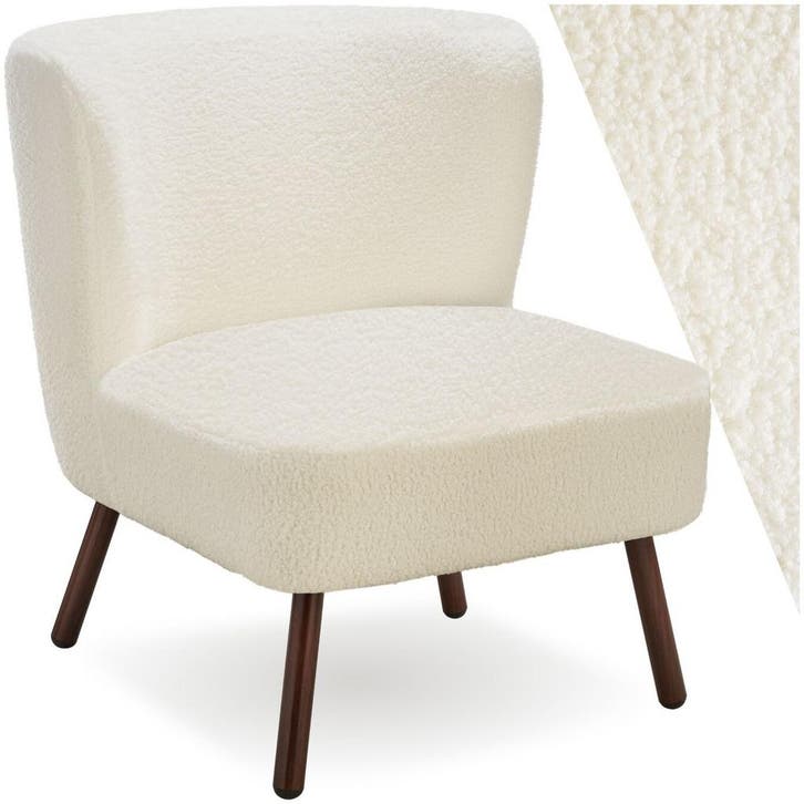 Teddy-fauteuil Robina 2 offwhite W2 - Bouclé gebroken wit, Huis en Inrichting, Stoelen, Verzenden