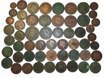 Frankrijk. Napoléon III. Lot de 56 monnaies – 5, 10 & 2