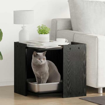 vidaXL Kattenbakomheining Zwart eiken 53 x 53 x 51 cm, Verzenden