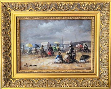 Camille Rousseau (1949) - Les élégantes à la plage ~, Antiek en Kunst