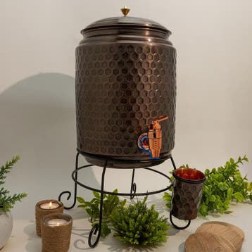 Puur Koperen Watertank (11 l) + 1 Beker (diamond antique), Ophalen of Verzenden, Nieuw
