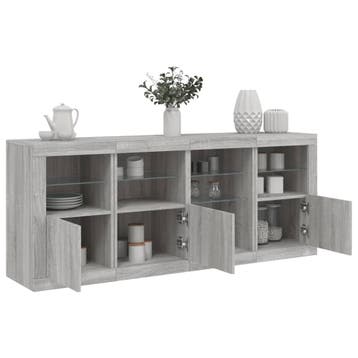 vidaXL Dressoir met LED-verlichting 164x37x67 cm grijs, Huis en Inrichting, Kasten | Dressoirs, Verzenden, Nieuw