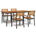 vidaXL 5-delige Tuinset massief acaciahout en metaal, Tuin en Terras, Verzenden, Nieuw, Tuinset