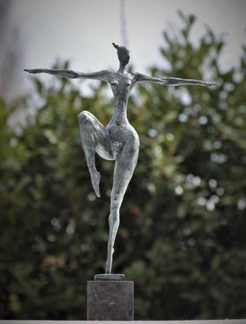 Sculpture, modern stateu woman - 53 cm - marbre bronze
