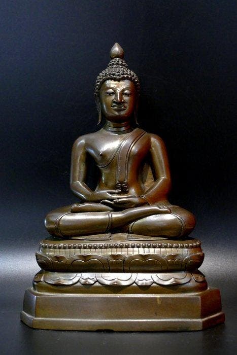 Boeddha, 5,90 kg - Brons, Goud - Thailand - 19e eeuw, Antiek en Kunst, Kunst | Niet-Westerse kunst