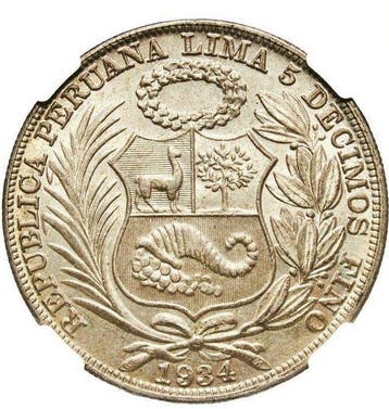 Peru. Sol 1934 - NGC MS61