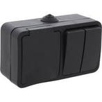 Q-LINK Wandcontactdoos Mat Zwart - IP54 Spatwaterdicht met L, Verzenden, Nieuw