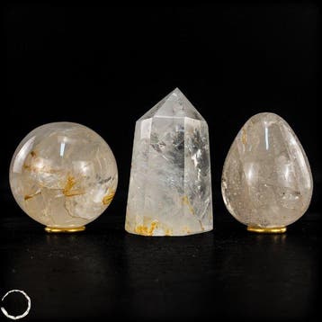 Natuurlijk kwarts-set – bol, obelisk en ei met fascinerende, Verzamelen