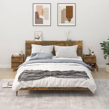 vidaXL Nachtkastjes 2 st 40x35x50 cm gerookt eikenkleurig, Verzenden, Nieuw