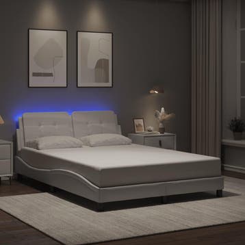 vidaXL Bedframe met LED zonder matras Zadar wit 140x200 cm, Verzenden, Nieuw