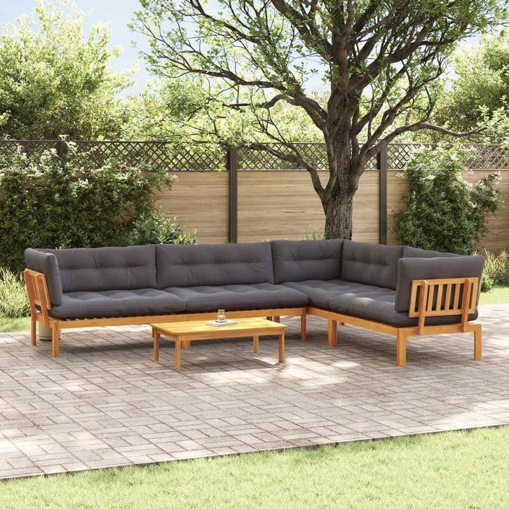 vidaXL 5 Stuk Tuinpallet Sofa Eenheden Massief Acacia Hout, Tuin en Terras, Tuinsets en Loungesets, Nieuw, Verzenden