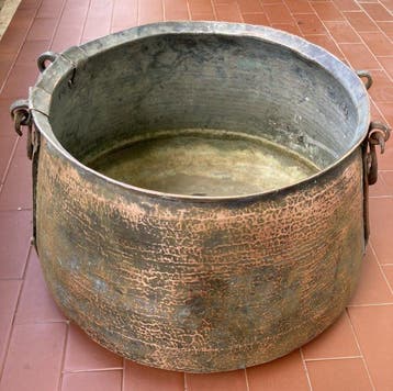 Emmer - Koper - Decoratieve pot - Vintage koperen pot met, Antiek en Kunst