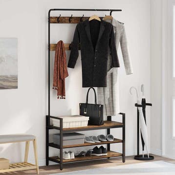 vidaXL Kapstok met plank Oud hout 95 x 34 x 184 cm Bewerkt, Huis en Inrichting, Verzenden, Nieuw