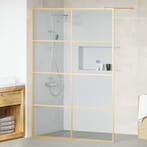 vidaXL Inloopdouchewand Goud 140 x 195 cm gehard glas, Verzenden