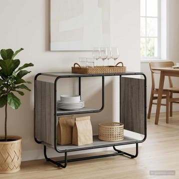 vidaXL Dressoir Grijs Sonoma 80 x 37,5 x 64,5 cm Bewerkt, Huis en Inrichting, Verzenden, Nieuw